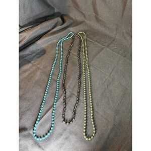 Beaded Necklaces Set 3 Teal Black Olive Green Layering Choker Boho